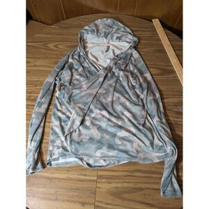 Jaclyn Intimates Pink Grey Camo Hooded Lounge Top Crossover Front XL Camouflage